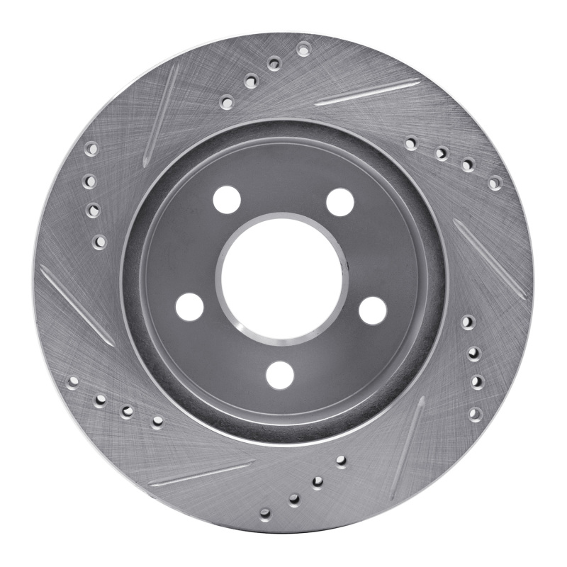 Jeep TJ Brake Rotor (1) - Front Right - R1 Concepts - Drilled & Slotted - Silver - `99-`06
